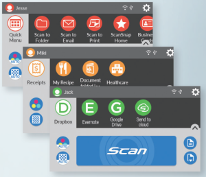 Grouping buttons on the Fujitsu ScanSnap iX1600