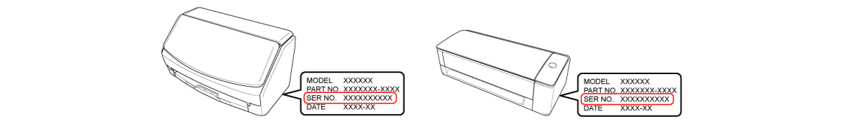 How to find the serial number of a ScanSnap device
